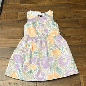 Girls Floral Sleeveless Cotton Dress in Lavender & Peach